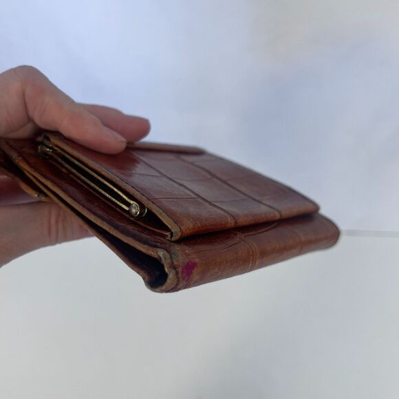 Anne Klein St Thomas Faux Croc Leather Bi Fold Wallet Kiss Clasp Change Purse - Picture 3 of 14